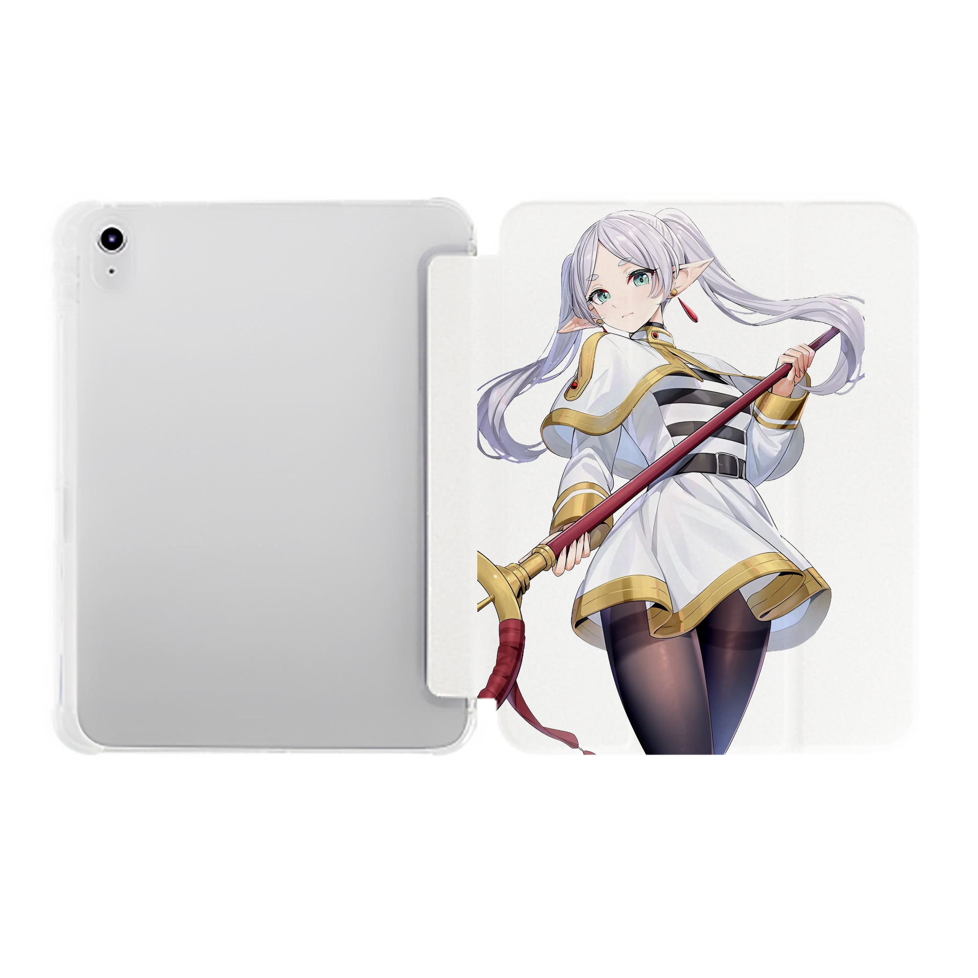 （画像用） 葬送のフリーレン Frieren IPad ケース ペン収納付き 三つ折りスタンド PUレザー×シリコン 対応機種9.5/10.5/10.9インチ